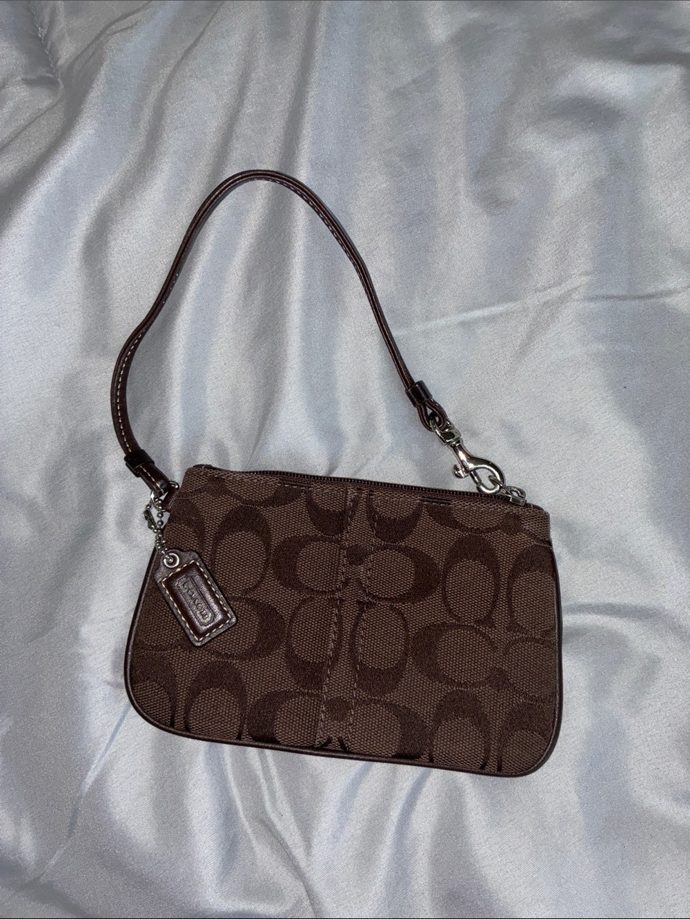 Coach Brown Signature Mini Wristlet